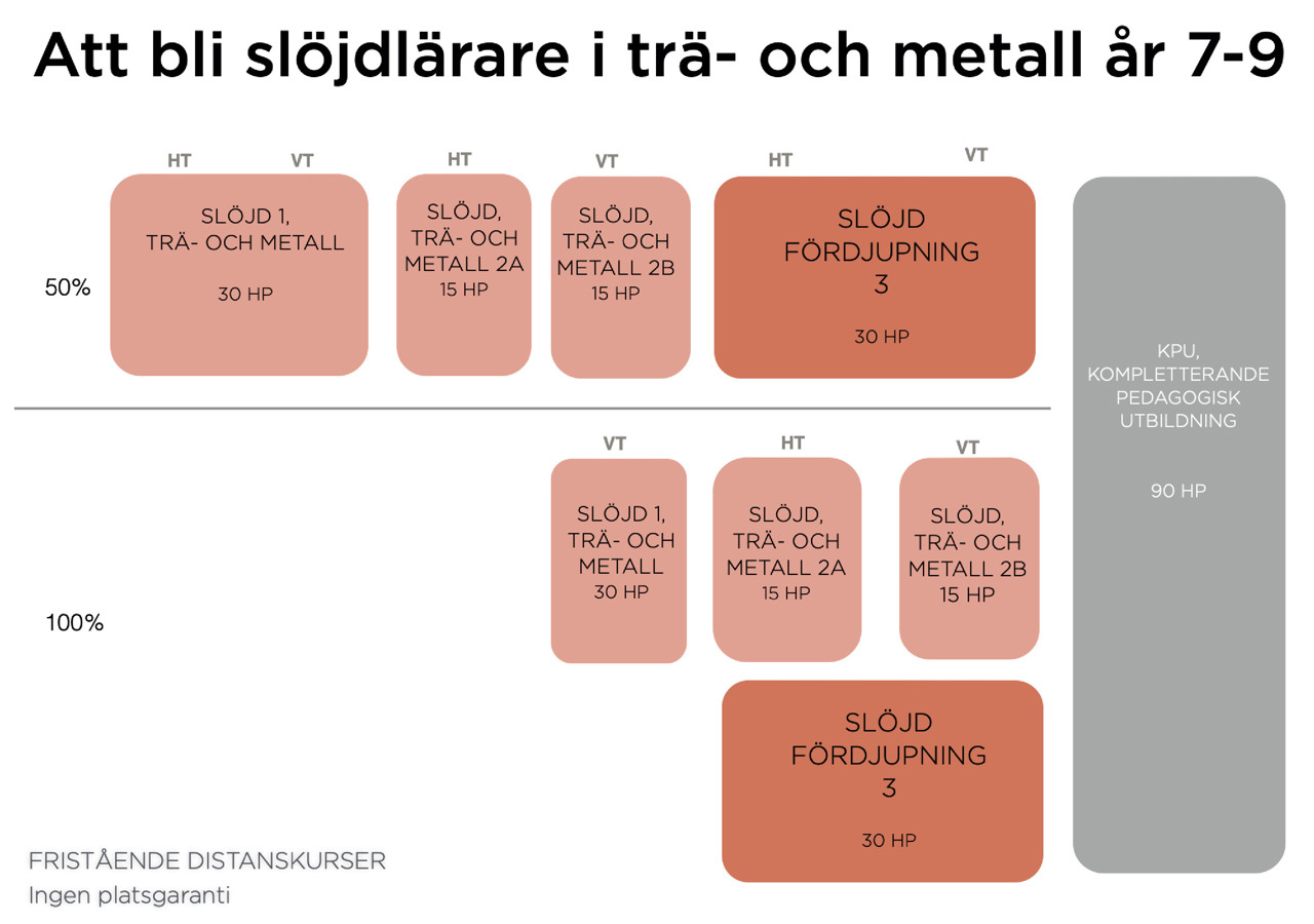 Kurser som illustrerar olika v&auml;gar till att bli tr&auml;sl&ouml;jdsl&auml;rare