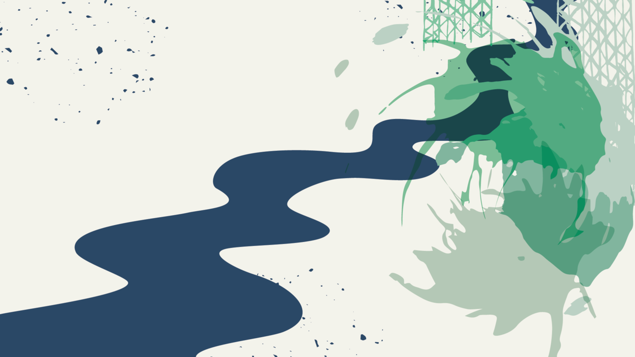 Illustration av flod och st&auml;llningar