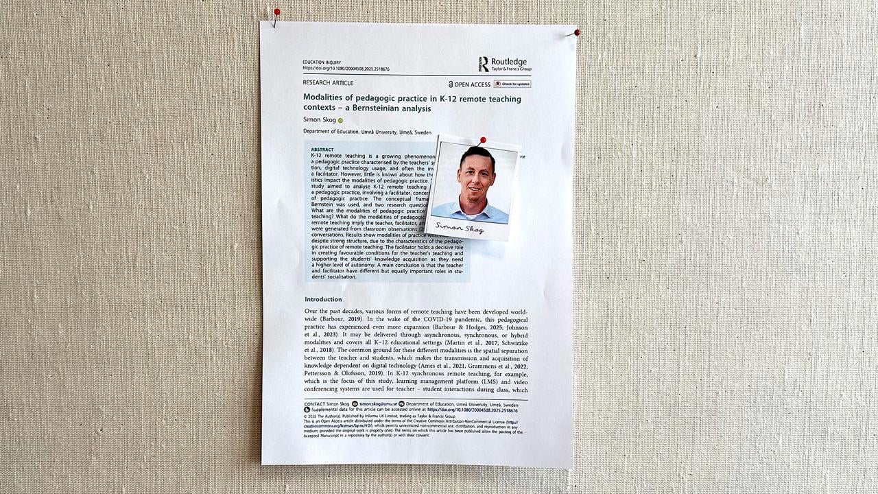 Simon Skogs artikel p&aring; anslagstavla