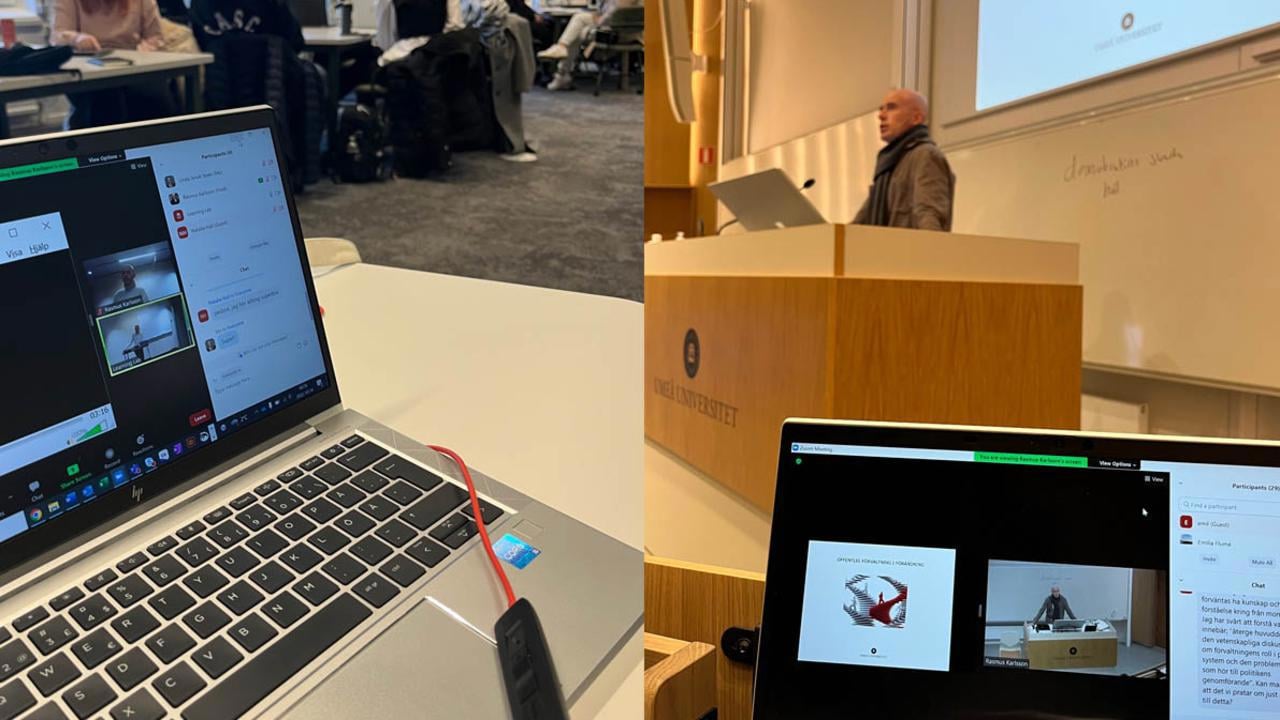 Kollage fr&aring;n seminarium och f&ouml;rel&auml;sning med HyFlex undervisning