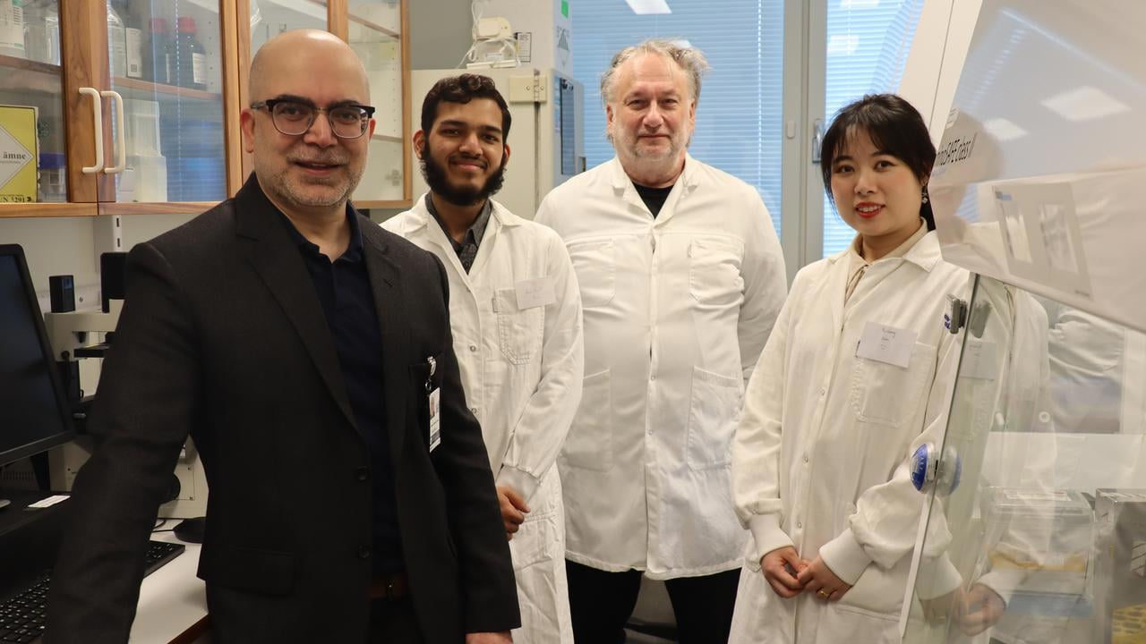 arhan Shah (gruppledare), Abdullah Azmi (g&auml;stforskare fr&aring;n King&rsquo;s College London), Roger Widmark (teknisk specialist) och Yu-Cheng Qian (postdoktor).