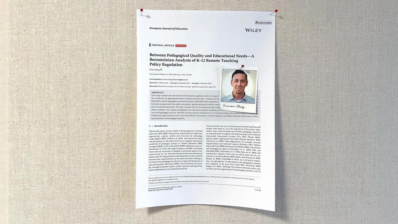 Vetenskaplig artikel p&aring; anslagstavla