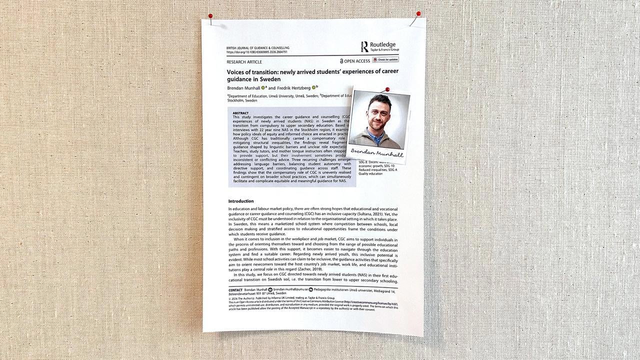 Vetenskaplig artikel p&aring; anslagstavla