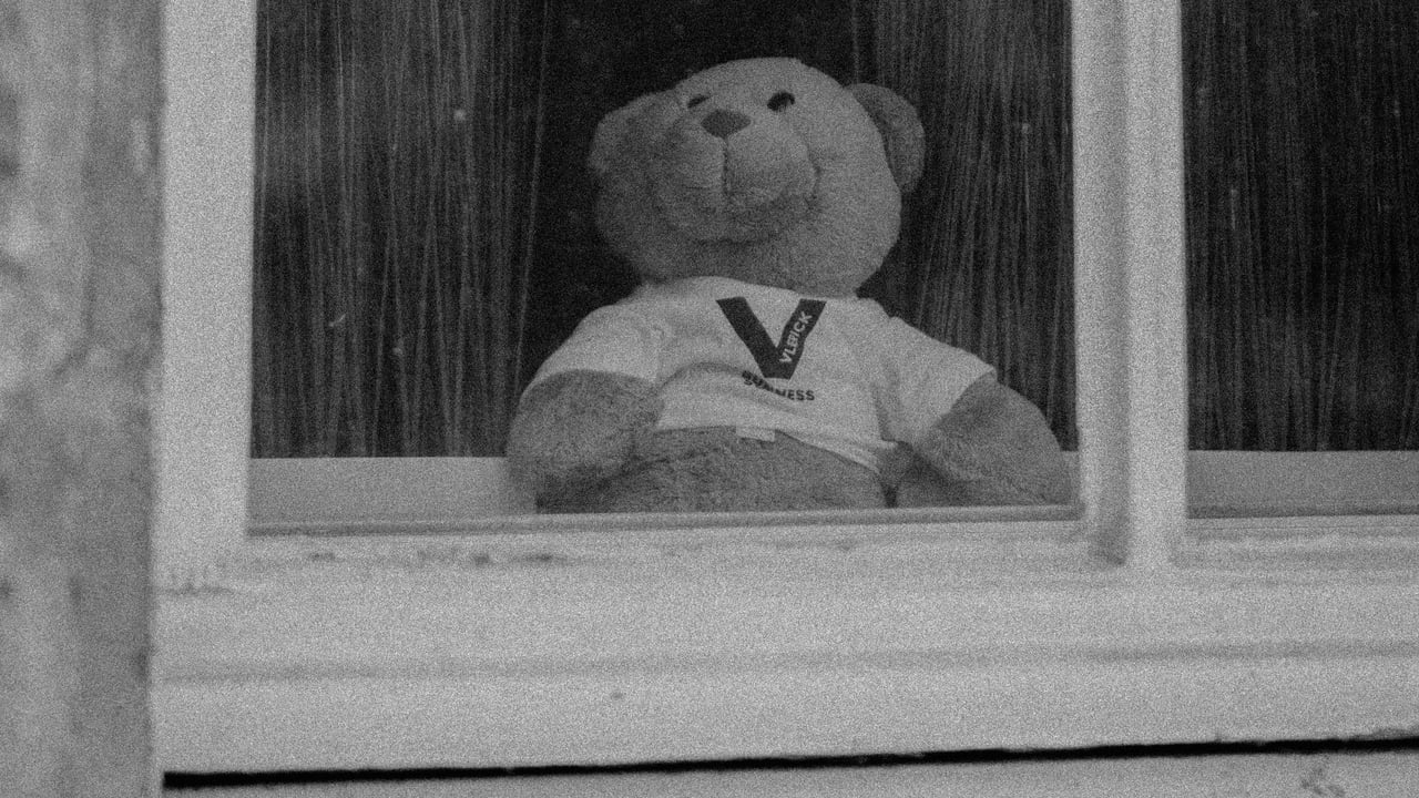 En nalle som syns i ett f&ouml;nster utifr&aring;n.