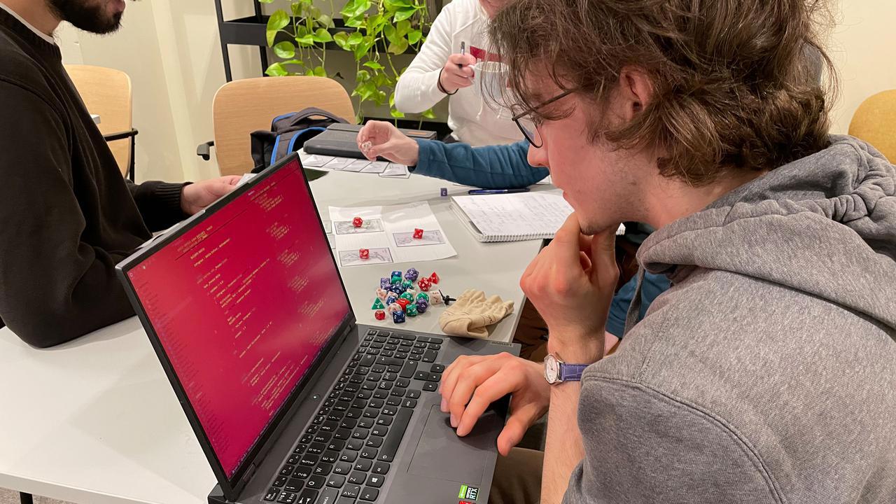 John H&ouml;rvall works with code on his laptop.