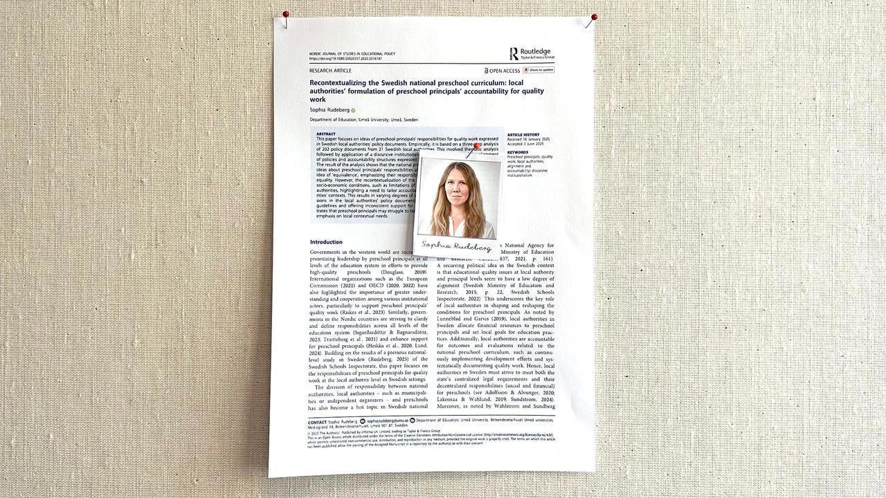 Sophia Rudebergs artikel på en anslagstavla