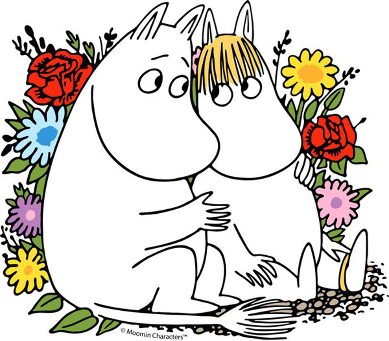 Mumintrollet och Snorkfröken, som är kära i varandra. ® Moomin Characters™