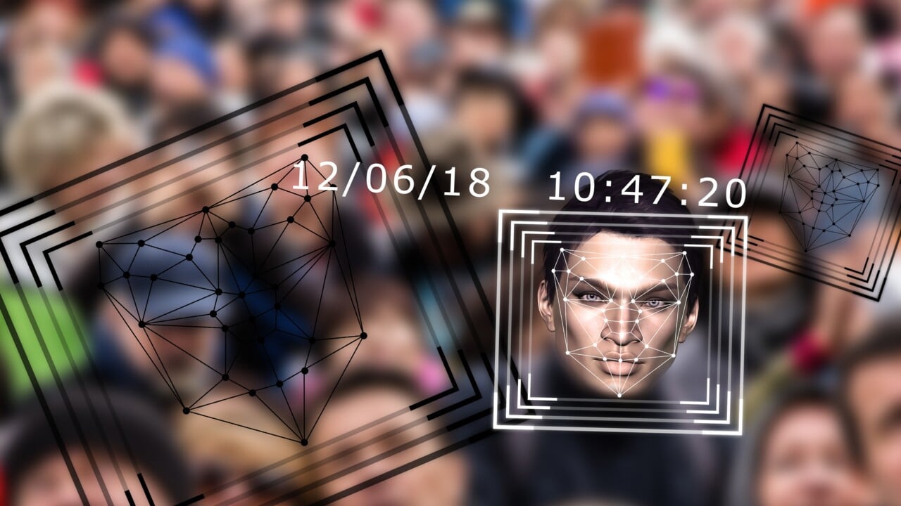 Face being scanned. Illustration.