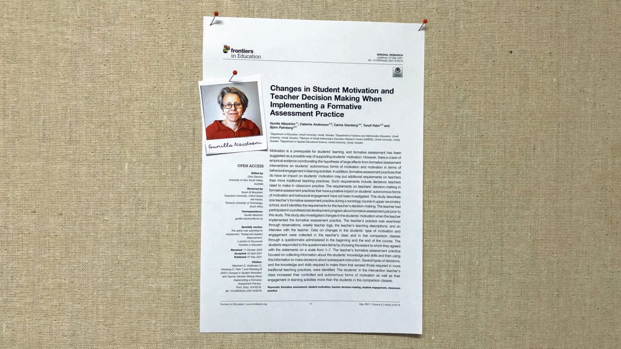 Gunilla N&auml;sstr&ouml;ms artikel i Frontiers in Education