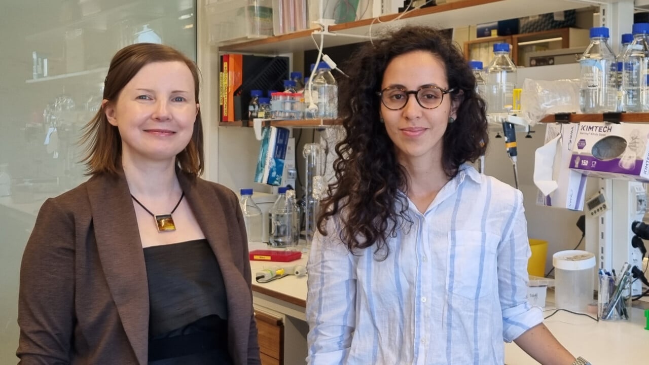 Sara Wilson och Luz Maria González-Castrillón i labbmiljö