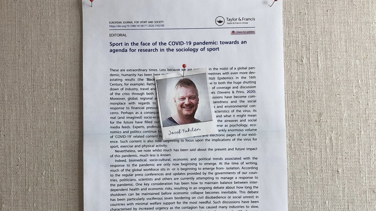 Josef Fahl&eacute;n: Sport in the face of the COVID-19 pandemic