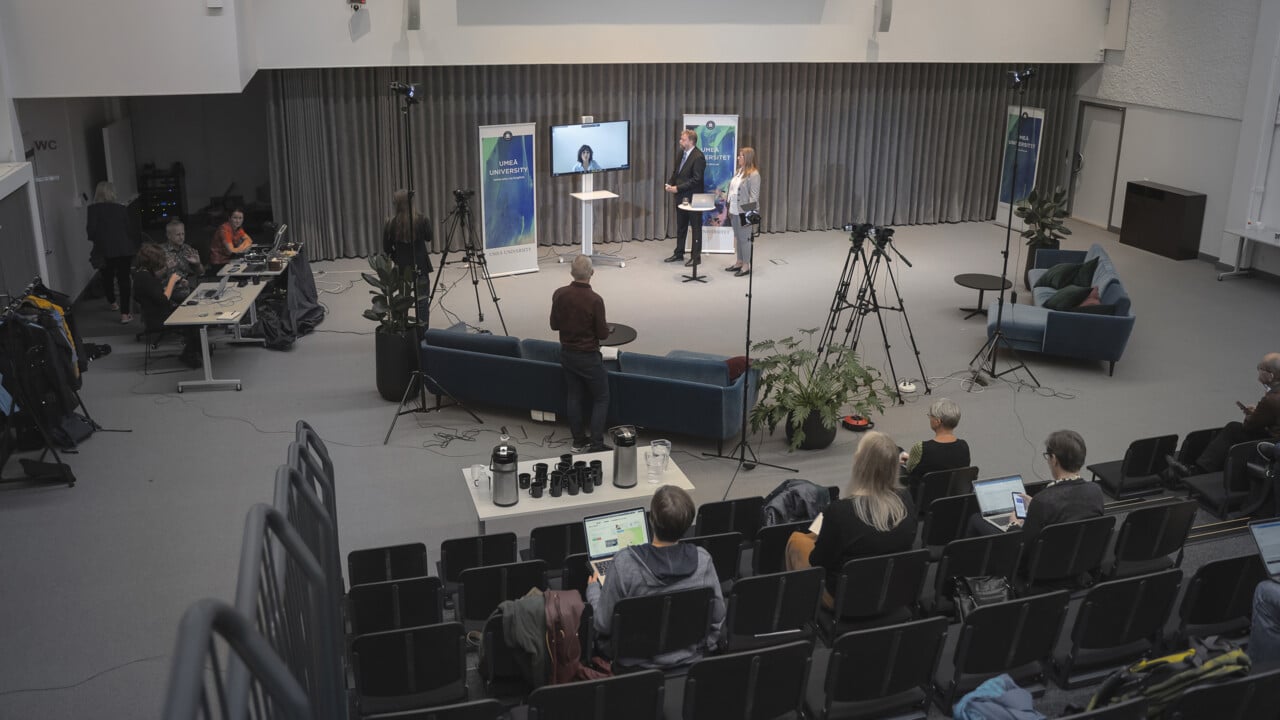 The press conference was held through Zoom from Ume&aring; University. Around 60 journalists participated, both national and international.