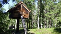 Njalla - samisk matbod - från kulturområdet kring kapellet vid Gillesnuole, som ligger längs vägen mellan Ammarnäs och Sorsele. Sommaren 2011 Fotografen Lena Maria Nilsson arbetar som projektkoordinator vid Arcum.