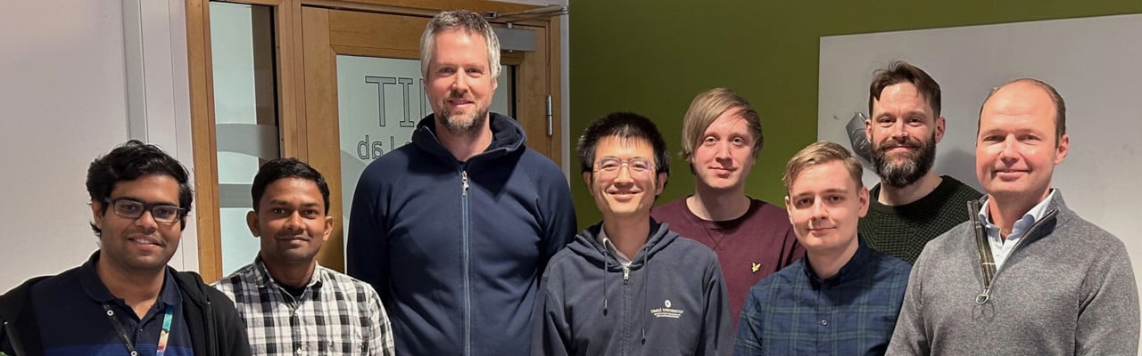 The Computational Mathematics research group today. From the left: Balaje Kalyanaraman, hantiram Mahata, Karl Larsson, Siyang Wang, Jonatan Vallin, Andreas Granath, Carl Lundholm and Mats G Larson.