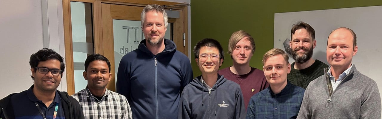 The Computational Mathematics research group today. From the left: Balaje Kalyanaraman, hantiram Mahata, Karl Larsson, Siyang Wang, Jonatan Vallin, Andreas Granath, Carl Lundholm and Mats G Larson.
