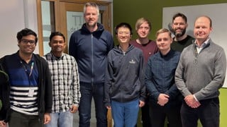 The Computational Mathematics research group today. From the left: Balaje Kalyanaraman, hantiram Mahata, Karl Larsson, Siyang Wang, Jonatan Vallin, Andreas Granath, Carl Lundholm and Mats G Larson.
