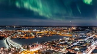 Northern Lights over Umeå  city