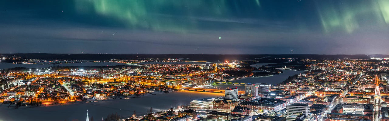 Northern Lights over Umeå  city