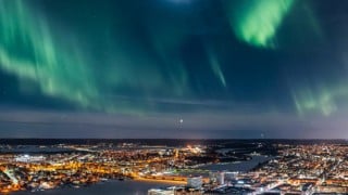 Northern Lights over Umeå  city