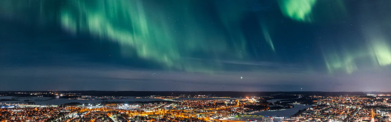 Northern Lights over Umeå  city