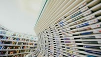 Shelves with publications