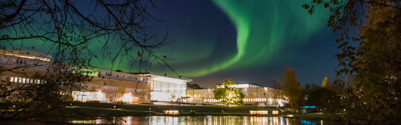 Norrsken över campus den 13 oktober 2016.