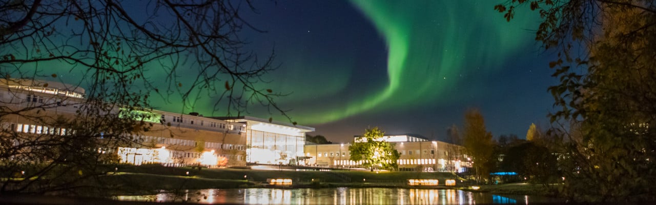 Norrsken över campus den 13 oktober 2016.