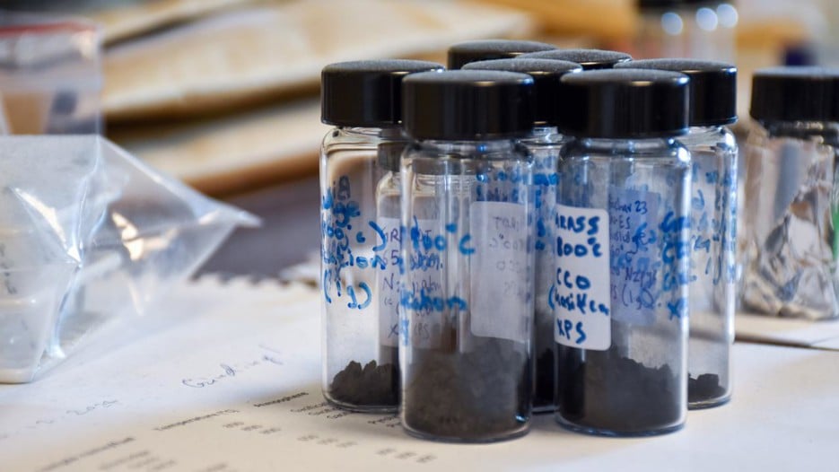 Andrey's office is filled with containers with samples.
