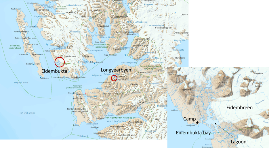 Map over Eidembukta Bay and Longyearbyen