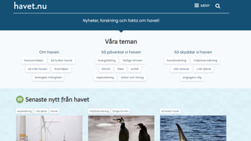 Havet.nu är en webbsajt som presenterar nyheter, forskning och fakta om havet. Den drivs av fyra lärosäten som samverkar inom Havsmiljöinstitutet.