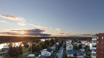 Solnedgång över östra Umeå