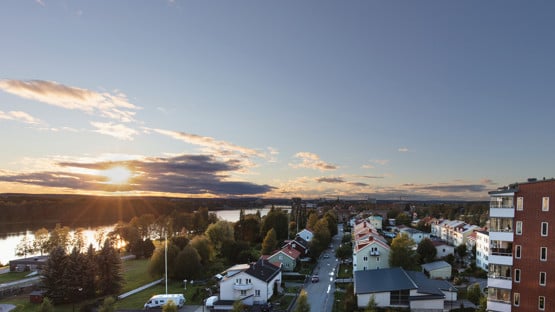 Solnedgång över östra Umeå