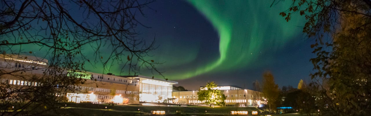 Norrsken över campus den 13 oktober 2016.