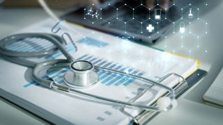 doctor analyzing medical report Healthcare business network connection