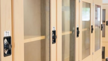 A row of storage lockers.
