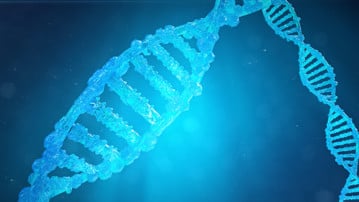 Helix DNA molecule with modified genes. Correcting mutation by genetic engineering. Concept Molecular genetics. 3d illustration
