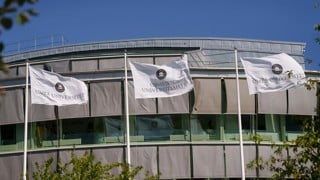 universitets logotyp på flaggor