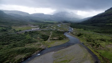 Aerial view from Botnsdalur valley in Iceland. Genrebild från Mostphotos.