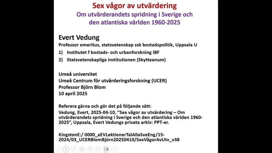 Film: UCER seminarium med Evert Vedung