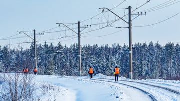Workers go to the place of work at morning time.