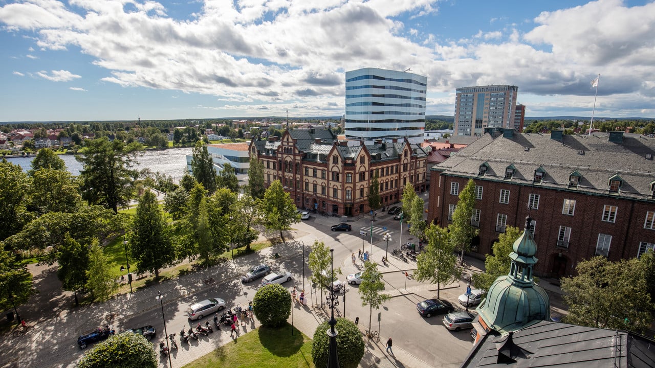 Vy fr¨ån Rådhusets torn sommaren 2015. Bild från Umeå kommun.