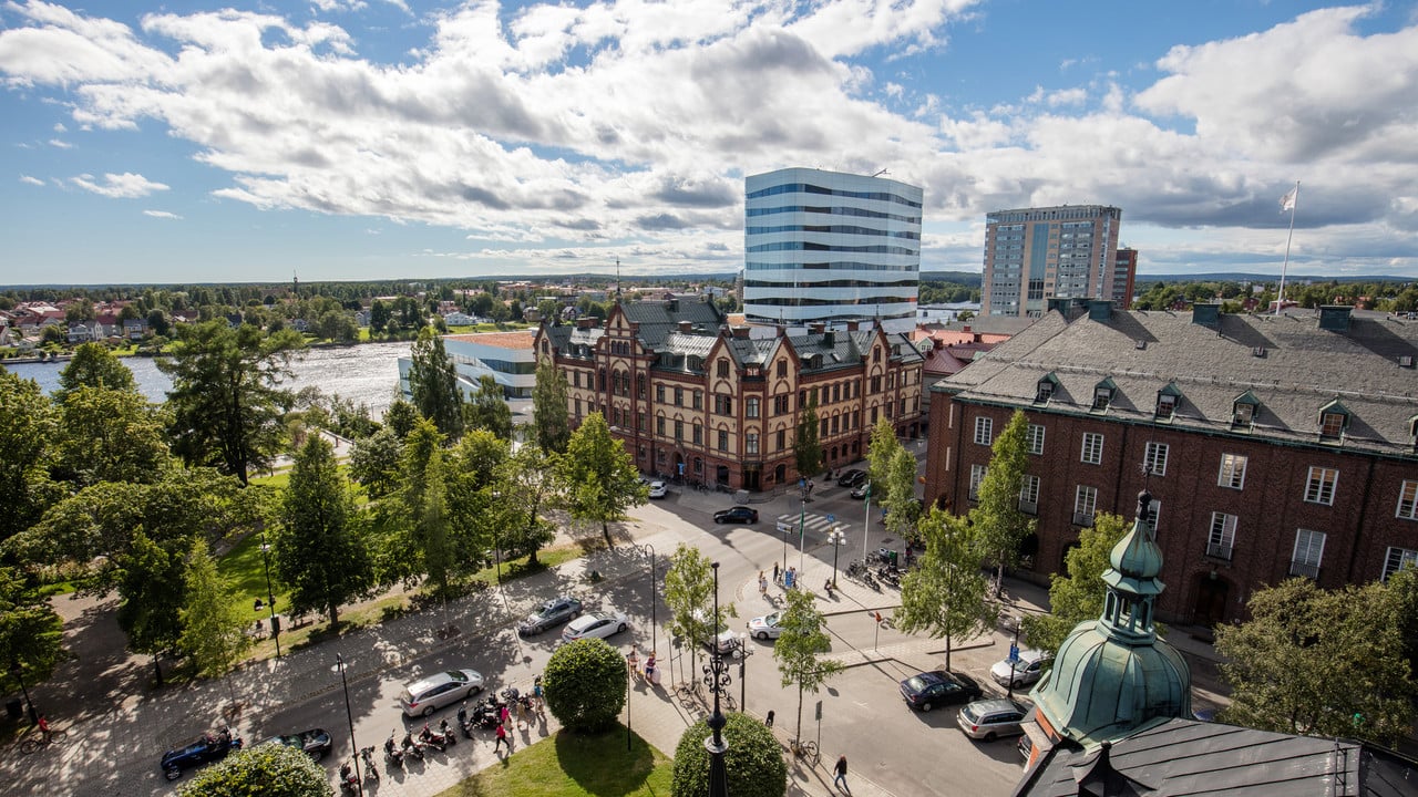 Vy fr¨ån Rådhusets torn sommaren 2015. Bild från Umeå kommun.