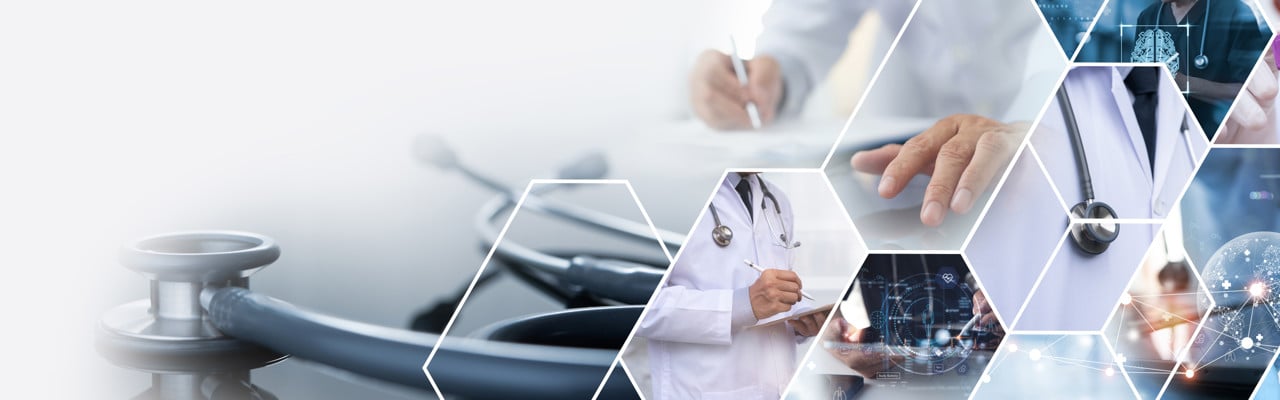 Medical technology, Healthcare and medicine concept. Doctor and professional health team working in modern hospital, medical research and development. Online health and telemedcine, technology background