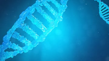 Helix DNA molecule with modified genes. Correcting mutation by genetic engineering. Concept Molecular genetics. 3d illustration