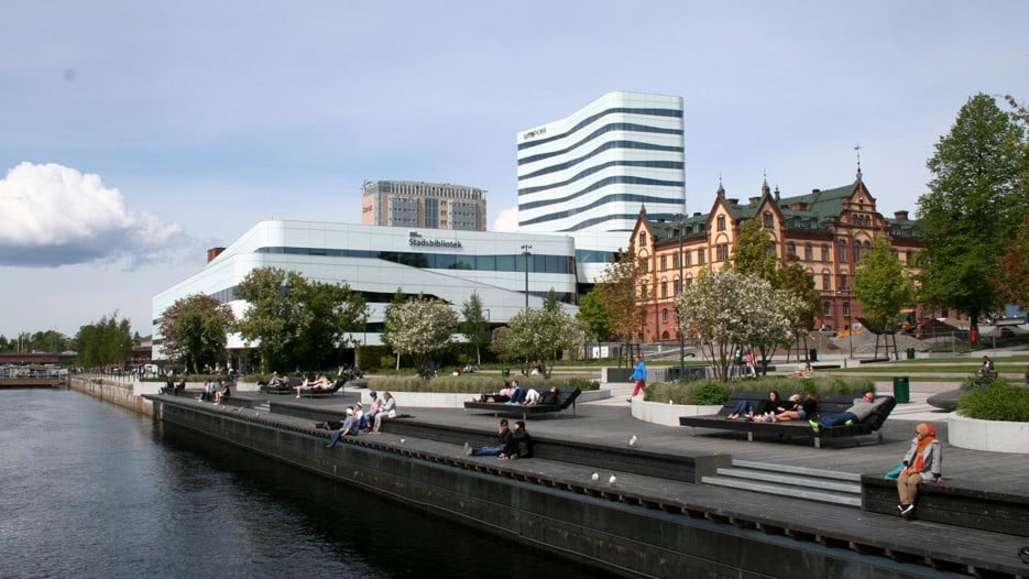 Väven, the Stora Hotel and Rådhusparken in central Umeå.