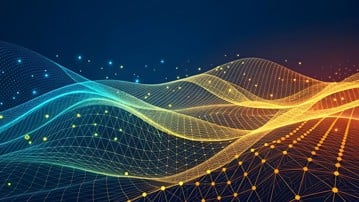 A dynamic and abstract image of a data visualization landscape