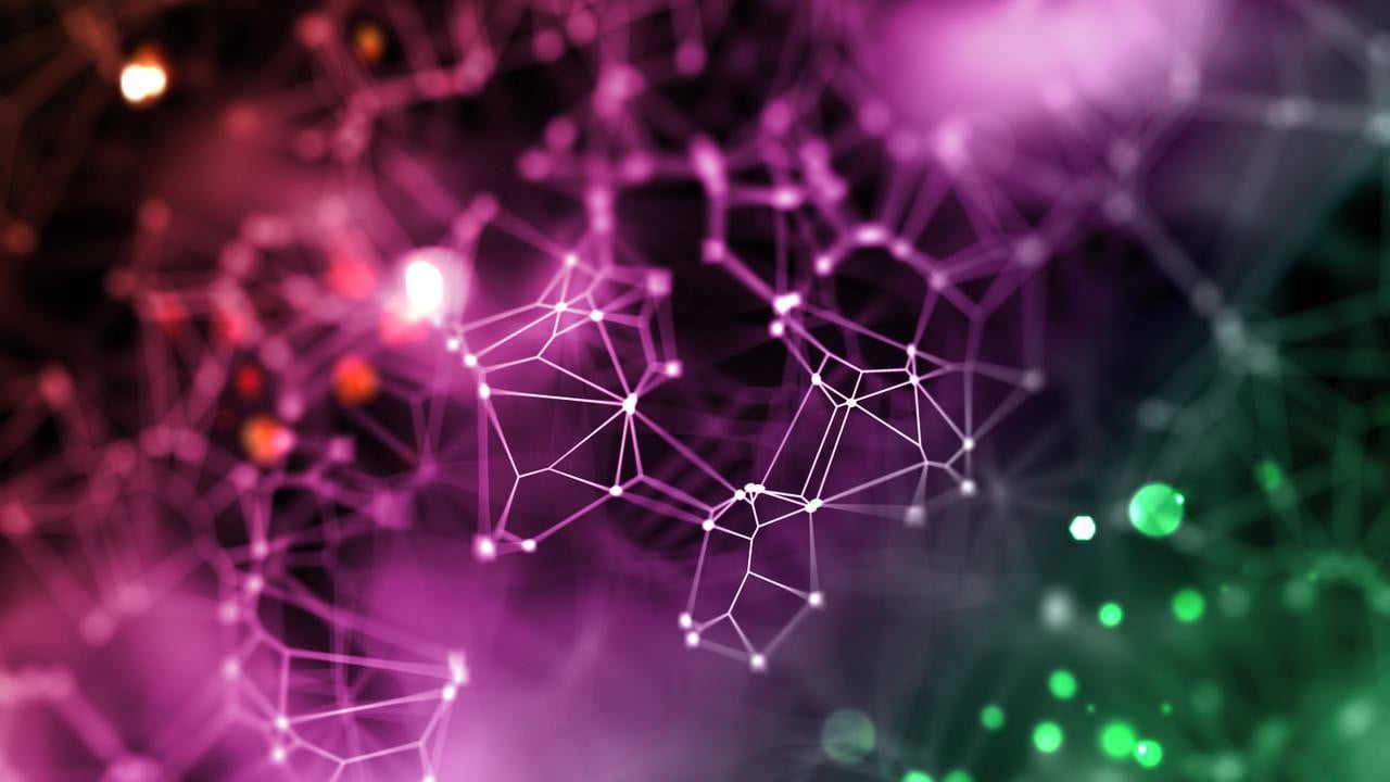 3D render of a low poly background with connecting lines and dots