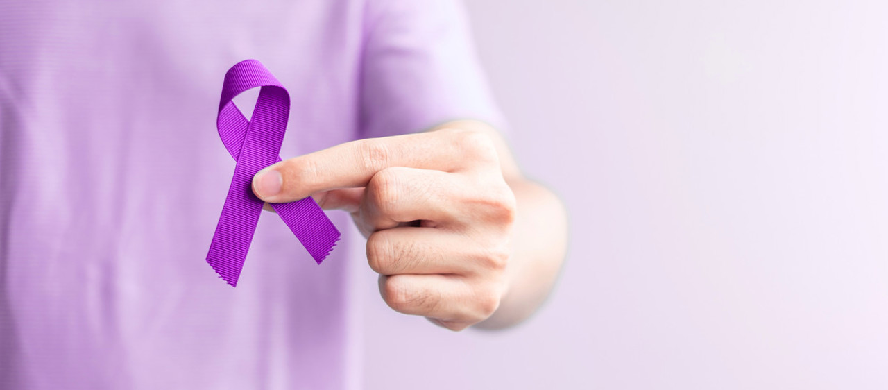 purple ribbon for cancer day, lupus, Pancreatic, Esophageal, Testicular cancer, world Alzheimer, epilepsy, Sarcoidosis, Fibromyalgia and domestic violence Awareness month concepts