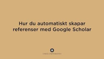 Film: Skapa referenser i Google Scholar