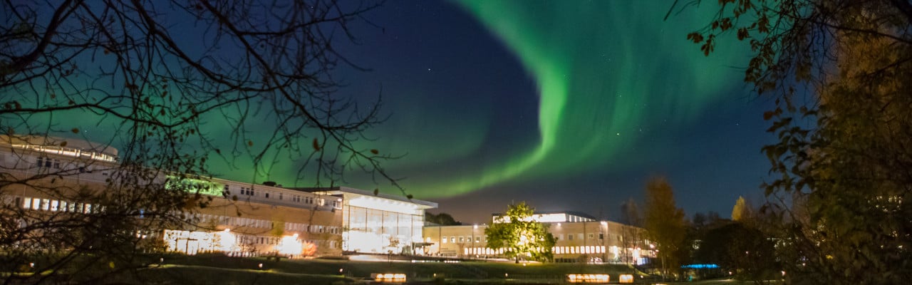 Norrsken över campus den 13 oktober 2016.